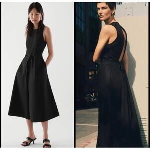 COS Black jumpsuit with Open Back and Wide Leg and adjustable waist. NWT. Size 4